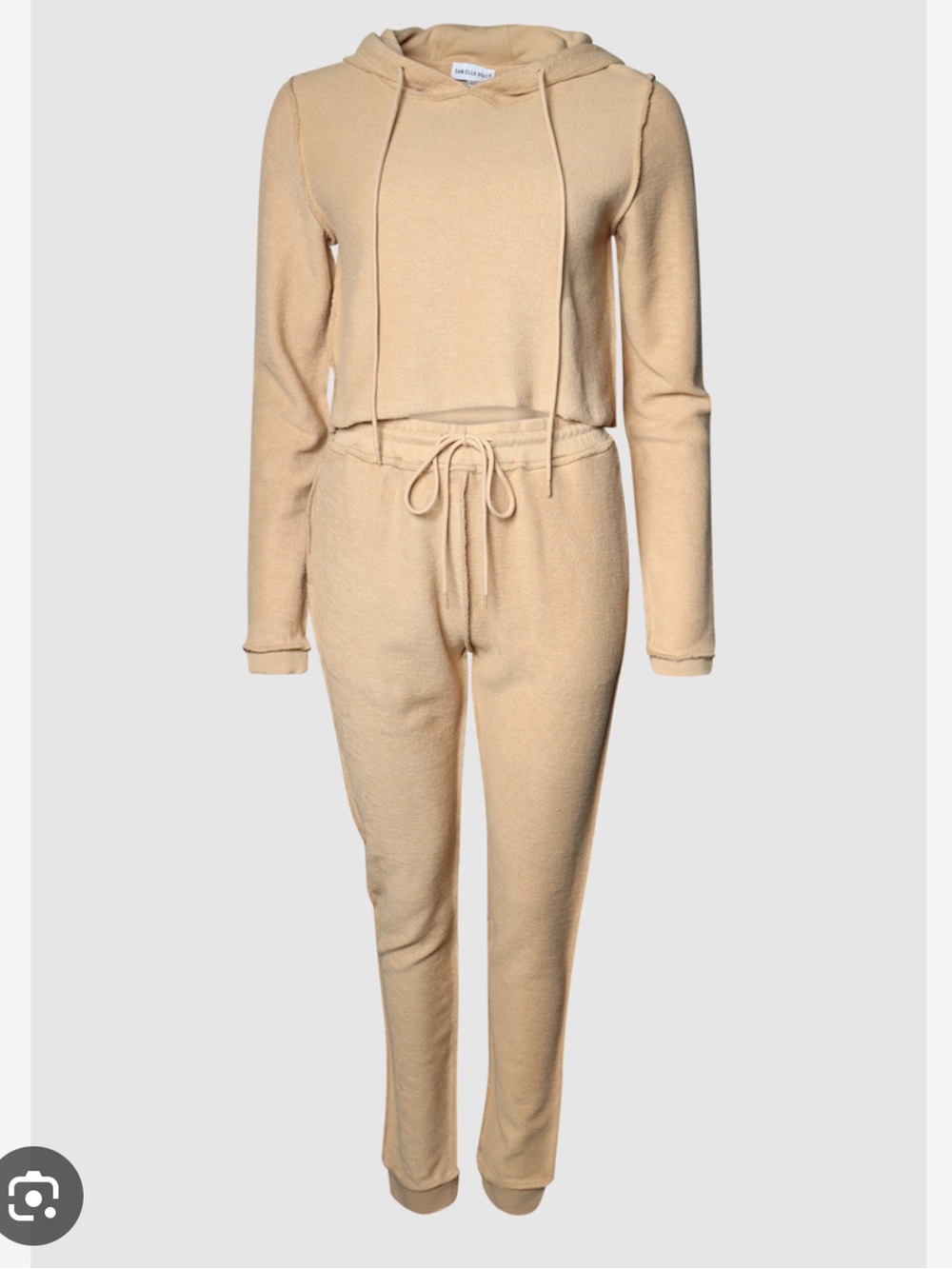 Danielle Guizio Tan Cropped Hoodie & Joggers Set